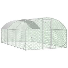 Large Chicken Coop Metal Chicken Run with Waterproof and Anti-UV Cover, Dome Shaped Walk-in Fence Cage Hen House for Outdoor and Yard Farm Use