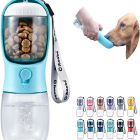 Portable Dog Water Bottle With Food Container & Filter, Travel Drinking Bottle For Pets (Option: 01 Blue)