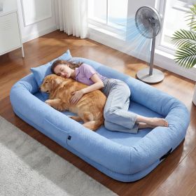 Cooling Human Dog Bed for Summer, Breathable Washable Floor Lounger for People & Pets, 71"x40"x11", Glacier Grey, Pet Bed for Hot Weather Relaxin (Color: OceanBlue, size: 71"x 40"x 11")